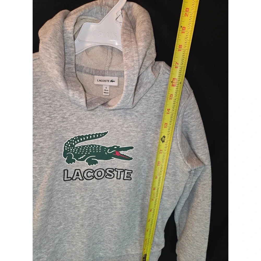 Lacoste Kids Sweatshirt Hoodie Gray Pullover Big Gator‎ Size S (6)